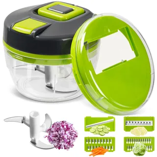 5-in-1 Zwiebelschneider & Multizerkleinerer – Kompakter Küchenhelfer Set für Schnelles Schneiden, Hobeln & Hacken – Ideal als Gurkenhobel, Julienneschneider & Zwiebel Zerkleinerer