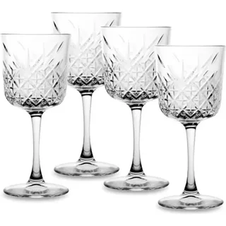 4x Rotweinglas Gin Cocktail Glas „Timeless“ im Kristall-Design - Transparent