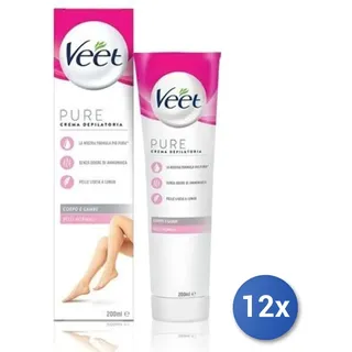 12x Veet Enthaarungscreme Für Normale Haut 200 ml Körpercreme Weiß