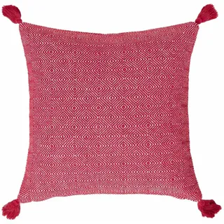 Homescapes Dekokissen Malda 45/45 cm rot mit Quasten , Textil , Uni , Füllung: Polyester , Quadratisch , 45x45 cm , Oeko-Tex® , Heimtextilien, Wohntextilien, Kissen, Zierkissen