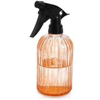 OFFIDIX Glassprühflasche, Handdruckanlage Mister 0.4L Wassersprüher Gießkanne mit verstellbarer Düse für Garten, Pflanze, Reinigung (Orange)