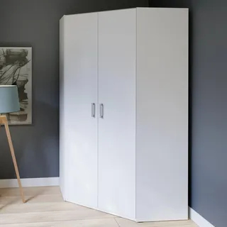 Forte Eckkleiderschrank 115 120, 2-türiger Drehtürenschrank, Holzwerkstoff, Weiß, 116,8 cm breit, 210,5 cm hoch, 116,8 cm tief