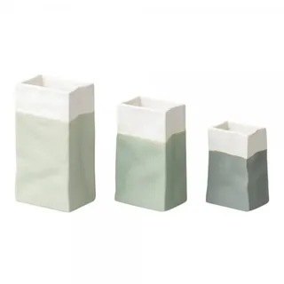 Räder Mini-Vasen Porzellantüte 3er Set aus Porzellan, unglasiert in Grüntönen, Höhe: 6 cm, 8 cm und 9 cm, 17449