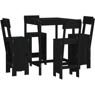 vidaXL 5-tlg. Gartenbar-Set Schwarz Massivholz Kiefer - Schwarz