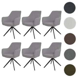 6er-Set Esszimmerstuhl HWC-L79, Küchenstuhl Lehnstuhl Stuhl Armlehnen, drehbar Auto-Position Stoff/T