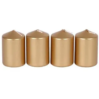 Buri Metallic-Stumpenkerzen 4 St. gold