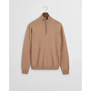 GANT Superfine Lambswool Halbzippullover - Dark Sand Melange S