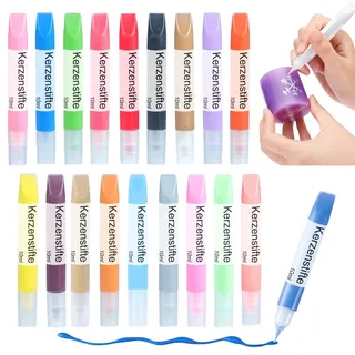 Ovaletta 18 Stück Kerzenstifte, Kerzen Bemalen Set, Wachsstifte für Kerzen, Candle Pen Ideal zum Dekorieren und Gestalten Kerzenfarbe, Keramik Bemalen Set, je 10 ml