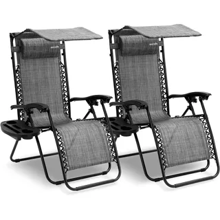 SereneLife Sonnenliege 2er Set klappbar 200 x 60 x 80 cm Grau