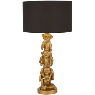 Tischleuchte Tischlampe Wohnzimmer in Gold Schwarz E27 51,5 cm Stoff Modern