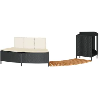 vidaXL Whirlpool-Umrandung Schwarz Poly-Rattan und Massivholz Akazie