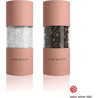 LARS NYSØM Salz und Pfeffer Mühle 2er Set Manuell mit einstellbarem Keramik-Mahlwerk von grob bis fein I Design Gewürzmühlenset (2 Stück) Nude - Rosa