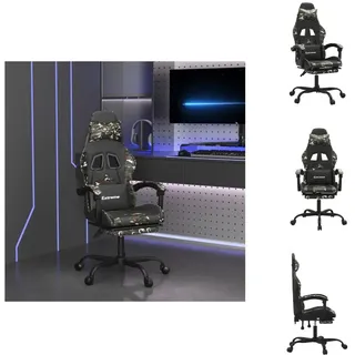 vidaXL Gamingstuhl mit Fußstütze Drehbar Schwarz Tarnfarben Kunstleder -  Gaming-Sessel - Grün
