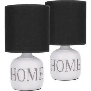 BRUBAKER 2er Set Tisch- oder Nachttischlampen Home - Tischleuchten mit Keramikfuß und Stoffschirm - 30,5 cm Höhe, Weiß Grau - Beige, Creme, Grau