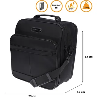 Herren Flugbegleiter Umhängetasche Tasche Arbeitstasche Herrentasche Messenger Hochformat - Schwarz