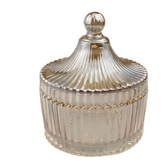 VASANA Elegantes Kristall-Süßigkeitenglas mit Deckel - Zeltförmiges Glas-Keksglas - 300ml/10oz - Bernsteinfarben - 10cm x 13cm - Klassisch, Elegant - Hochzeit, Party, Geschenk