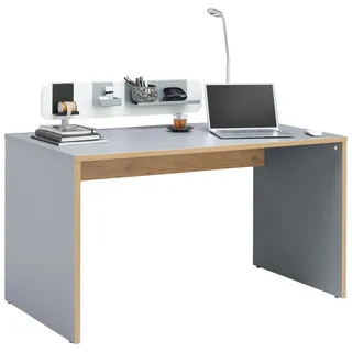 Paidi Schreibtisch , Grau, Eichefarben , Holz, Holzwerkstoff , Eiche , massiv , rechteckig , Wange , 70x72.7x130 cm , Holzmöbel, Holztische, Schreibtische Holz, Schreibtische Holz