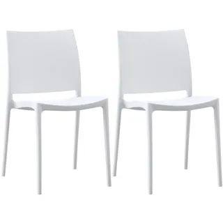 CLP Gartenstuhl 2er Set Kunststoff Weiß , 42x81x49 cm , Gartenmöbel, Gartensessel, Gartenstühle