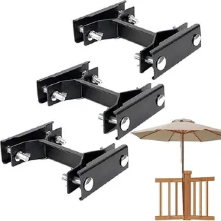 Terrasparapluhalter, 3-tegige Terrasparapluhalter, für Balkon, befestigbar an Geländer, Terrasparapluhalter mit 3 Halterungen
