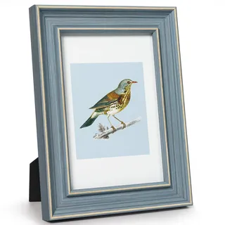 Afuly 13x18 Bilderrahmen Vintage Blau Bilderrahmen Retro Antike Shabby Fotorahmen Deko für Wand Tisch Family Freund Mama Oma Frauen Hochzeit Geburtstag Weihnachten Geschenke