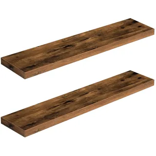 HOOBRO Wandregal, Schweberegal 2er-Set, stabile Wandboards, 100 x 20 x 4 cm Hängeregale, mit unsichtbaren Halterungen, für Bad, Schlafzimmer, Küche, Büro, Wohnzimmer, Vintagebraun EBF100BJP201G2