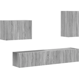 TV-Wandregal-Set Wandmontiert 4 pcs Graues Sonoma Holzwerkstoff - Grau