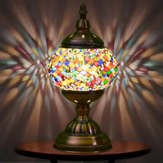 Türkische exotische Mosaik Tischlampe mit handgefertigtem marokkanischen Stil Dekoratives Glas Retro Lampe Schatten mit USB Dekorative Schreibtisch Lichter Bett Lichter für Schlafzimmer