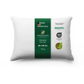 Hanskruchen® Premium de Luxe Daunenkissen 60x90 cm - Made in Germany Daunen Kopfkissen aus 100% Baumwolle - 3 Kammer Daunenkissen für Allergiker [1er Pack]