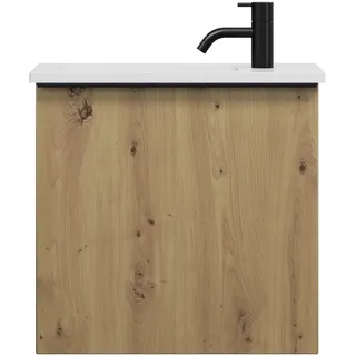 burgbad Eqio Mineralguss-Waschtisch inklusive Waschtischunterschrank, 520x310x498mm, SHCI052F5662C0001G0252, Farbe: Eiche Dekor Urban / Eiche Dekor Urban, Griffleiste Schwarz Matt G0252