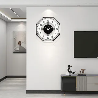 JUJUDA Große Wanduhren für Wohnzimmer-Dekor, Moderne leise Wanduhr für Zuhause, Haus, Küche, Schlafzimmer, dekorative große Wanduhr, Nicht tickend, batteriebetrieben, Quarz für Badezimmer, Außen,