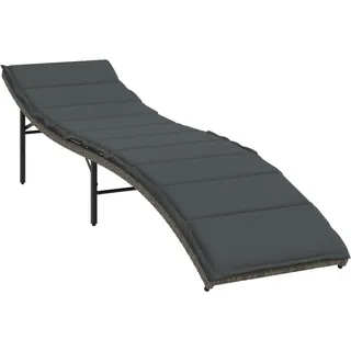vidaXL Sonnenliege mit Kissen Grau 55x199x50 cm Poly Rattan - Grau