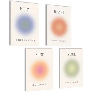 Aura Poster Set Aura Bilder Body Mind Soul Heart Aesthetic Style Preppy Room Decor Y2K Ästhetik Yoga Gesetz der Anziehung Manifestation Poster Set