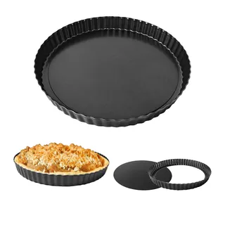 AZKEEGREY 2 Stück 24 cm Tarteform mit Hebeboden, Quicheform Abnehmbare Förmchen, Tarte Form Rund, Tortenbodenform, Obstkuchenform für Quiche, Tarte