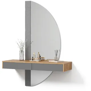 livinity Schminktisch Ascona, 120 cm mit 2 Schubladen, Grau/Eiche - Grau