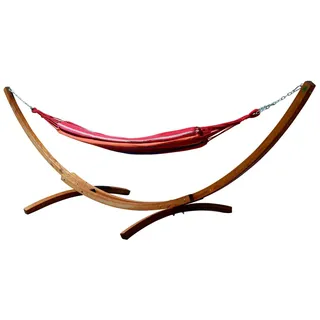 ALEOS. 400cm Hängematte mit Gestell Holz Lärche Hängematte 120x200cm Mona | Outdoor XXL Hängemattengestell, Lärchenholz, für Garten und Terrasse, Tuchhängematte