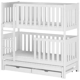 Kids Collective Hochbett mit Ausziehbett 90 x 200 cm Kiefer massiv weiß