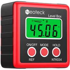 Neoteck Digitaler LCD Winkelmesser Neigungsmesser Inklinometer Wasserdicht Bevel Box Winkelmessgerät - Rot