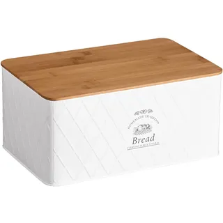 KESPER Brotbox Metall/Bambus Weiß