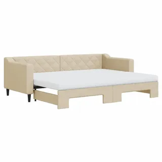 vidaXL Tagesbett Ausziehbar mit Matratzen Creme 80x200 cm Stoff - Creme
