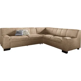 DOMO collection Ecksofa »Norma, moderne Armlehnen, zeitlos und elegant, L-Form« wahlweise mit Bettfunktion braun
