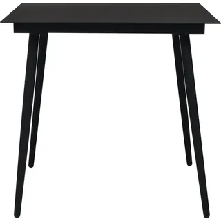 vidaXL Garten-Esstisch Schwarz 80x80x74 cm Stahl und Glas - Schwarz