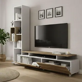 Dmora Wandregal Derufin 160x29,5x166,7 cm Weiß 8 Regale