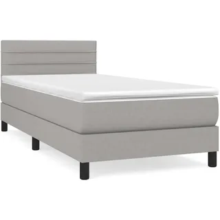 vidaXL Boxspringbett mit Matratze Hellgrau 100x200 cm Stoff - Grau