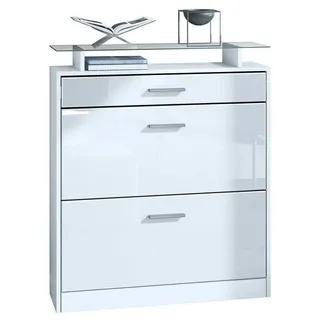 Vladon Loret 89 x 104 x 23 cm hängend mit 1 Schublade weiß matt / weiß hochglanz