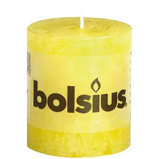 Bolsius Rustik Stumpenkerze, sonnengelb, Höhe 8 cm, Ø 6,8 cm - Gelb