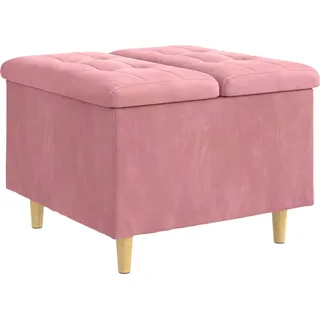 vidaXL Knopf Hocker mit Kissen Rosa 60 x 60 x 45 cm Samt - Rosa