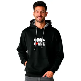 Kruskis I Love Bass Two-colour Kapuzenpullover - Black / Grey - S