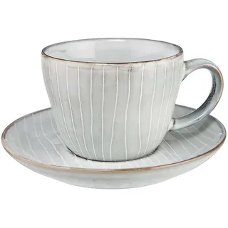 Butlers Tasse MIT Untertasse Henley 270 ml , Grau , Keramik , Geschirr, Tassen, Kaffeetassen