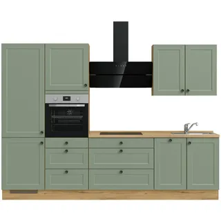 Nobilia Küchenleerblock , Grün, Eichefarben , Metall , 6 Schubladen , nur wie online abgebildet bestellbar , 300 cm , Pefc, Goldenes M, Made in Germany, DGM-Klimapakt , seitenverkehrt erhältlich, vormontierter Korpus , Küchen, Küchenzeilen & Küchenblöcke, Küchenzeilen, Küchenzeilen ohne Geräte