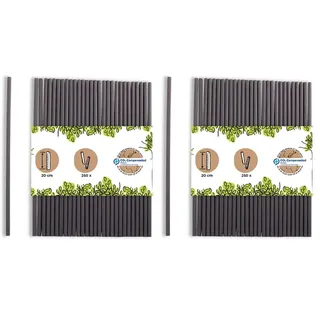 GREENBOX Papier Trinkhalme 20 cm Strohhalm 5 mm Ø I Trinkhalm biologisch abbaubar I schwarze Strohhalme vertikal gerollt I Party Trinkhalme für Cocktails I Papierstrohhalme 250 Stück (Packung mit 2)